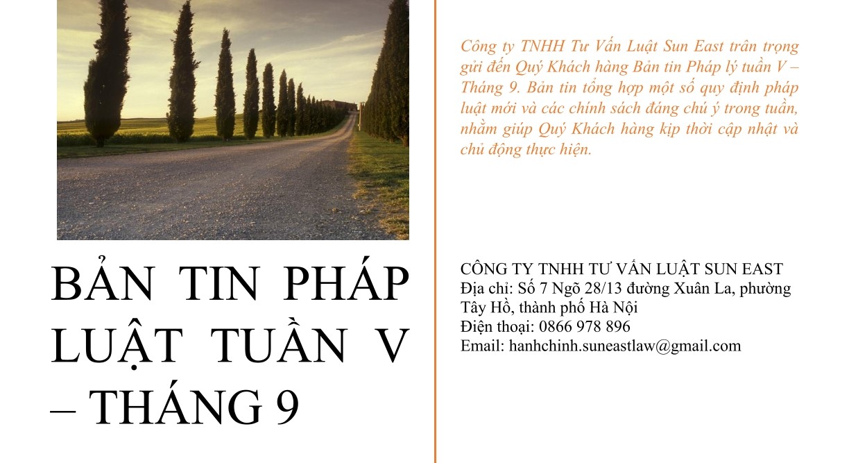 BẢN TIN PHÁP LUẬT TUẦN V - THÁNG 9